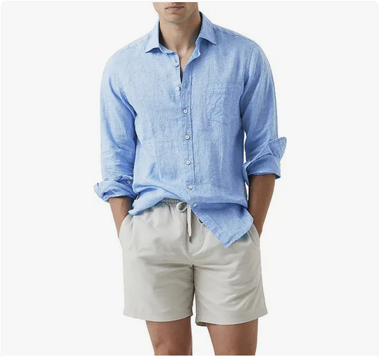 JMIERR Mens Cotton Linen Casual Stylish Button Down Shirt Long Sleeve Dress Shirts