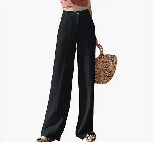 Womens Casual High Waisted Wide Leg Pants