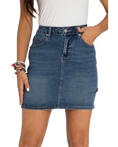 GUANYY Womens Mini Denim Skirt-Casual Stretch Slim Fit High Waisted Jean Skirts 